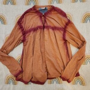 Akemi + Kin small orange pink ombre blouse shirt top anthropologie Spring